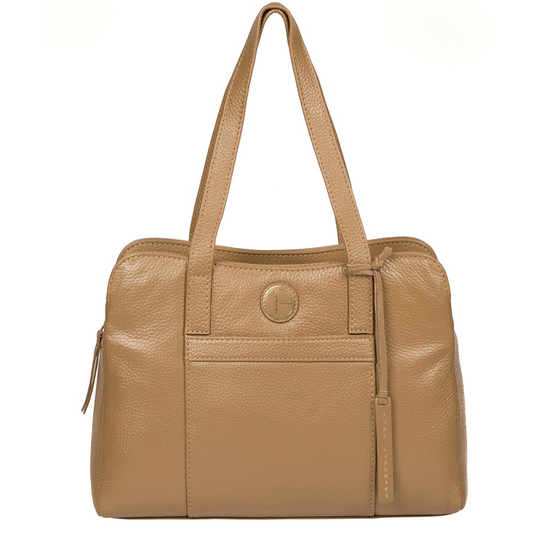 'Henna' Metallic Champagne Leather Handbag