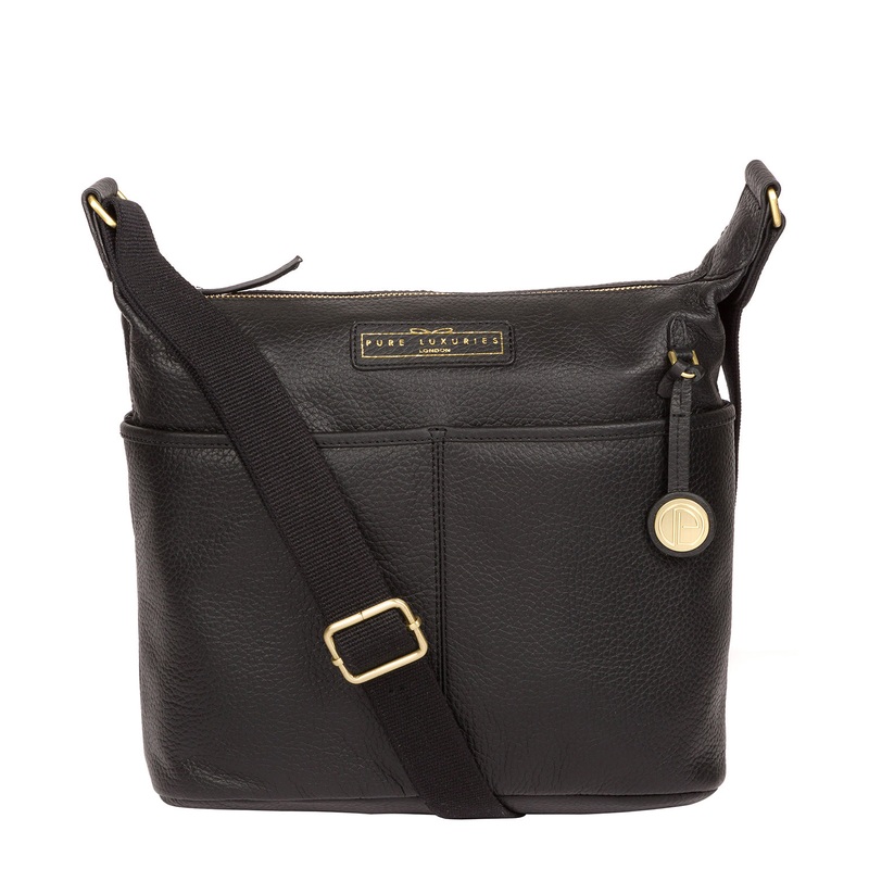 'Hove' Black & Gold Leather Shoulder Bag