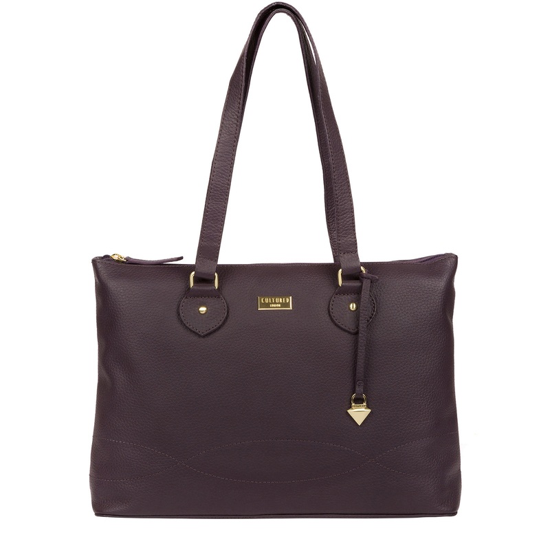 'Idelle' Fig Leather Tote Bag