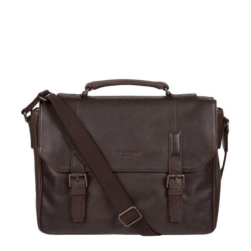 'Idris' Cocoa Leather Briefcase