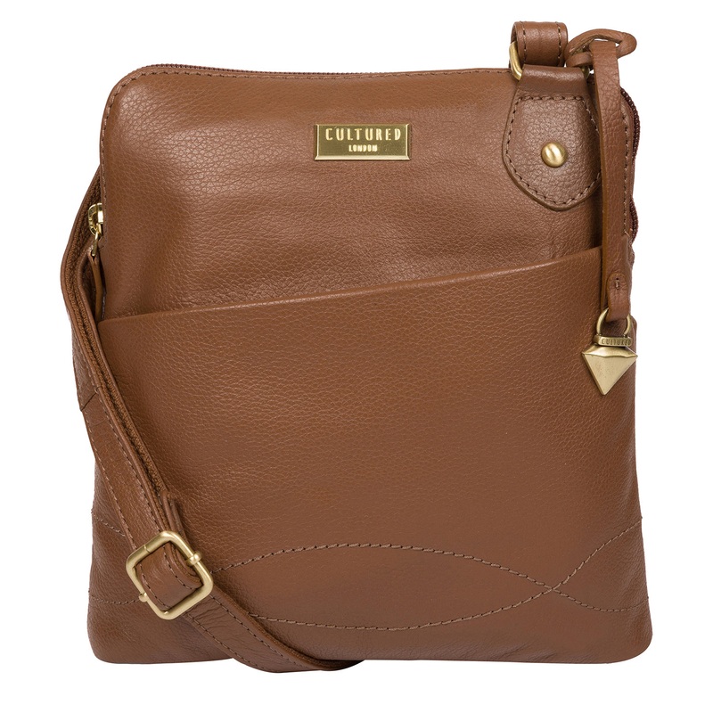'Jarah' Tan Leather Cross Body Bag