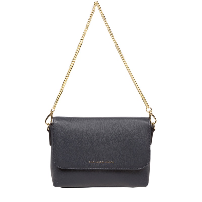 'Jazmine' Navy Nappa Leather Grab Clutch Bag