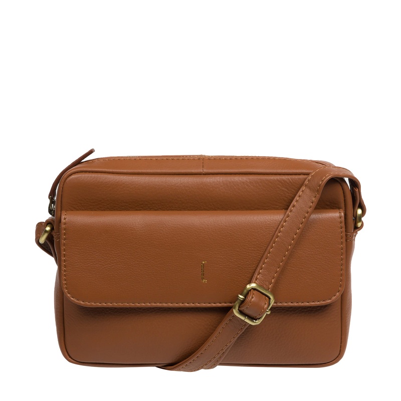 'Jodie' Tan Leather Cross Body Bag