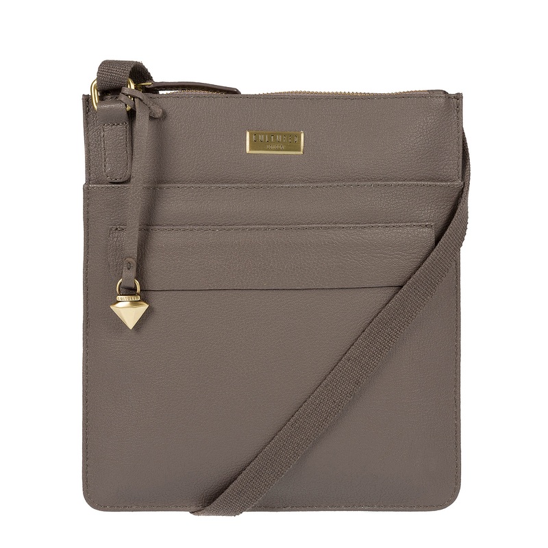 'Jolie' Grey Leather Cross-Body Bag