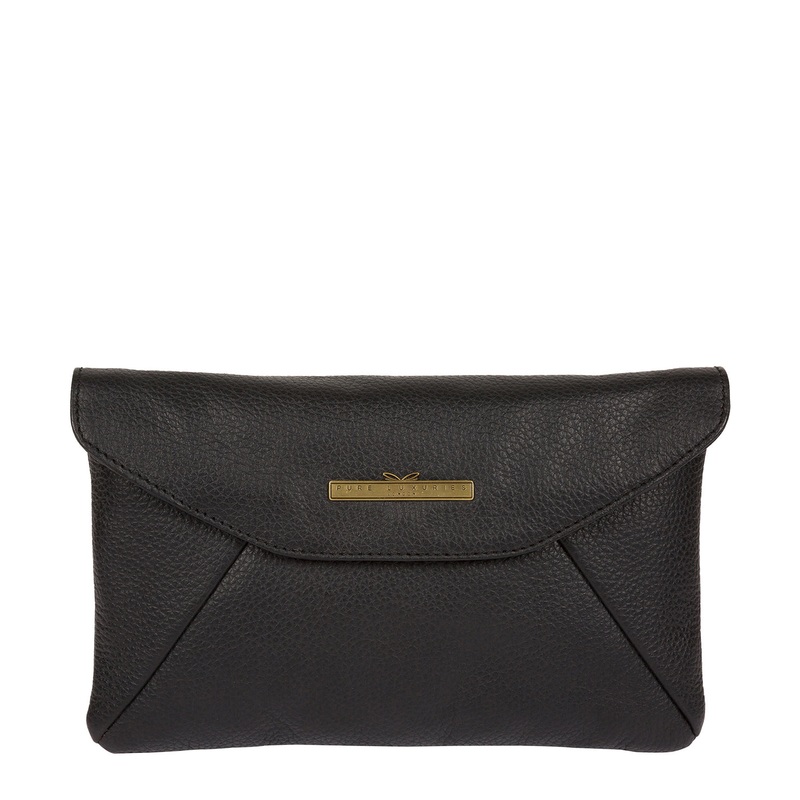 'Katrina' Black Leather Clutch Bag