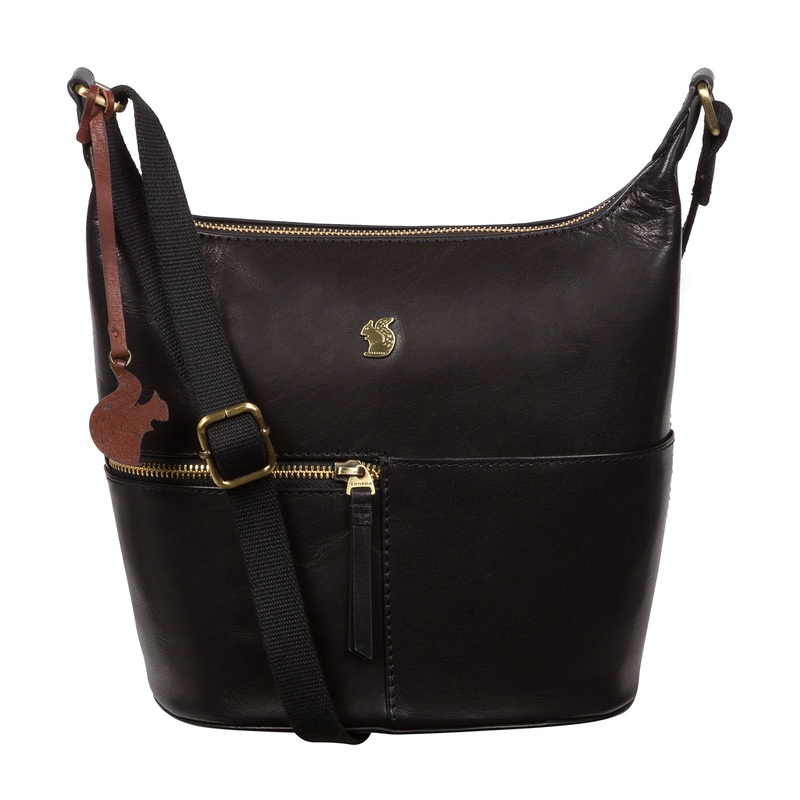 'Kristin' Black Leather Shoulder Bag