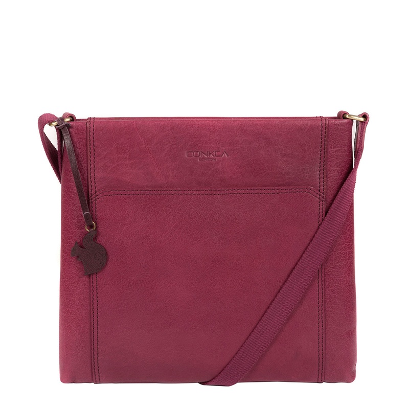 'Lina' Orchid Leather Cross Body Bag