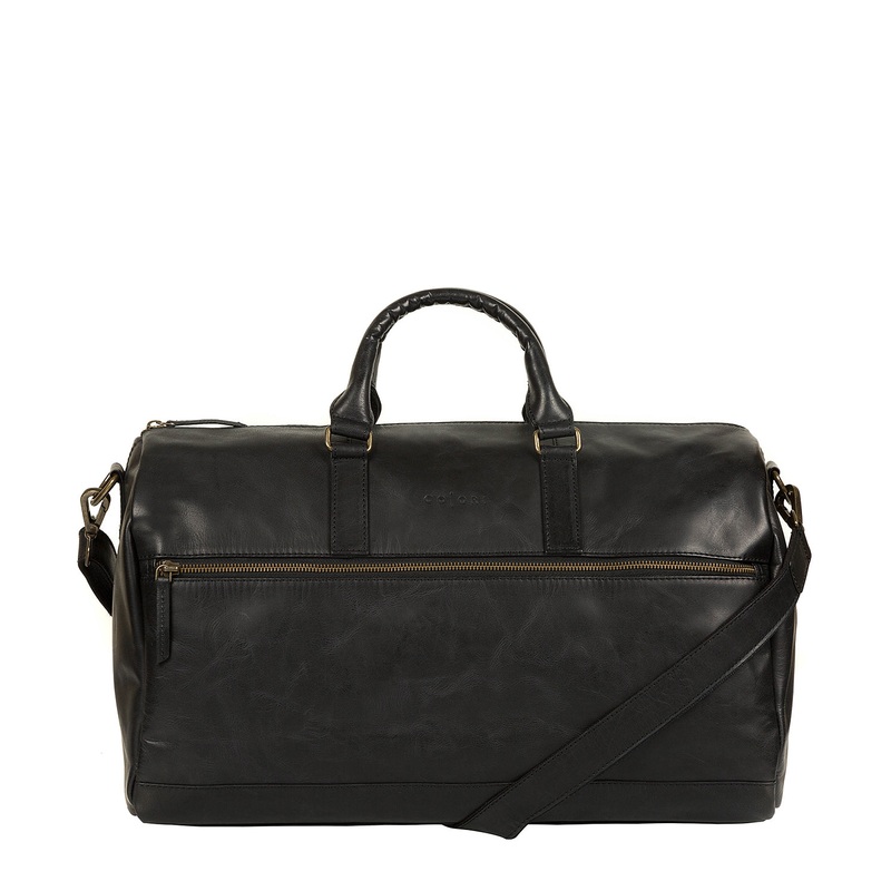 'Lucca' Italian-Inspired Black Leather Holdall