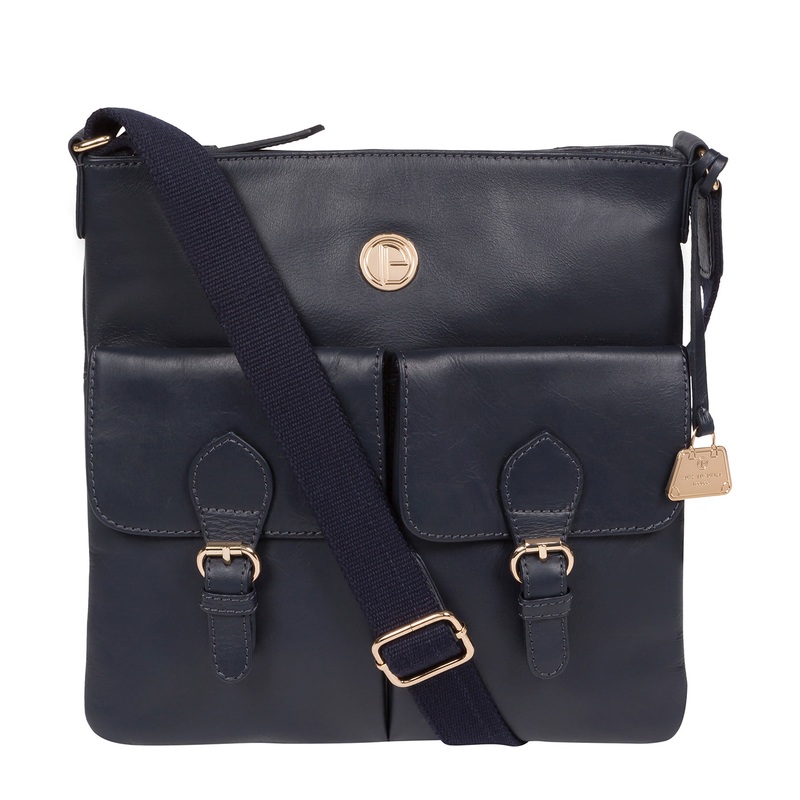 'Azalea' Navy Leather Cross Body Bag