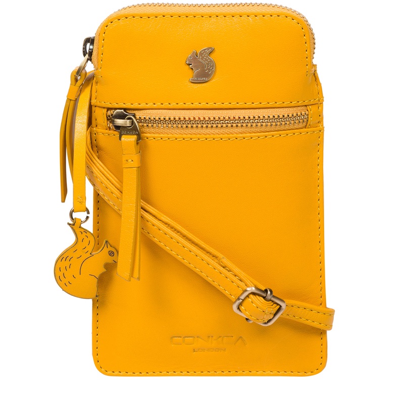 'Bambino' Lemon Drop Leather Cross Body Phone Bag