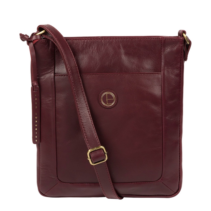 'Bythorn' Burgundy Leather Cross Body Bag