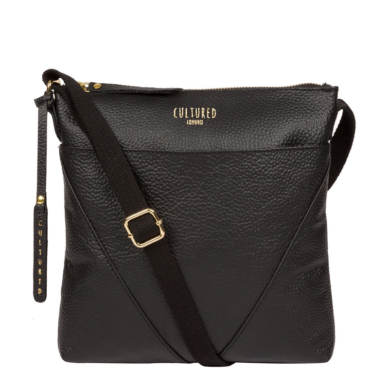 'Celia' Black Leather Cross Body Bag
