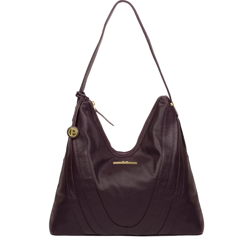 'Claire' Plum Leather Shoulder Bag