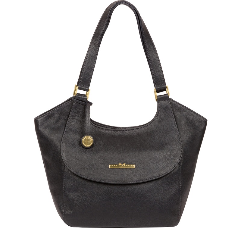 'Denisa' Midnight Blue Leather Tote Bag