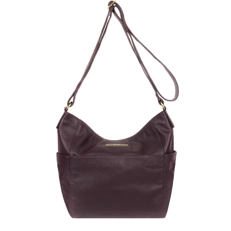'Dorothea' Plum Leather Shoulder Bag