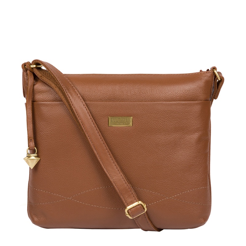 'Gianna' Tan Leather Cross Body Bag