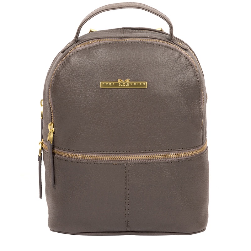 'Gloria' Grey Leather Backpack