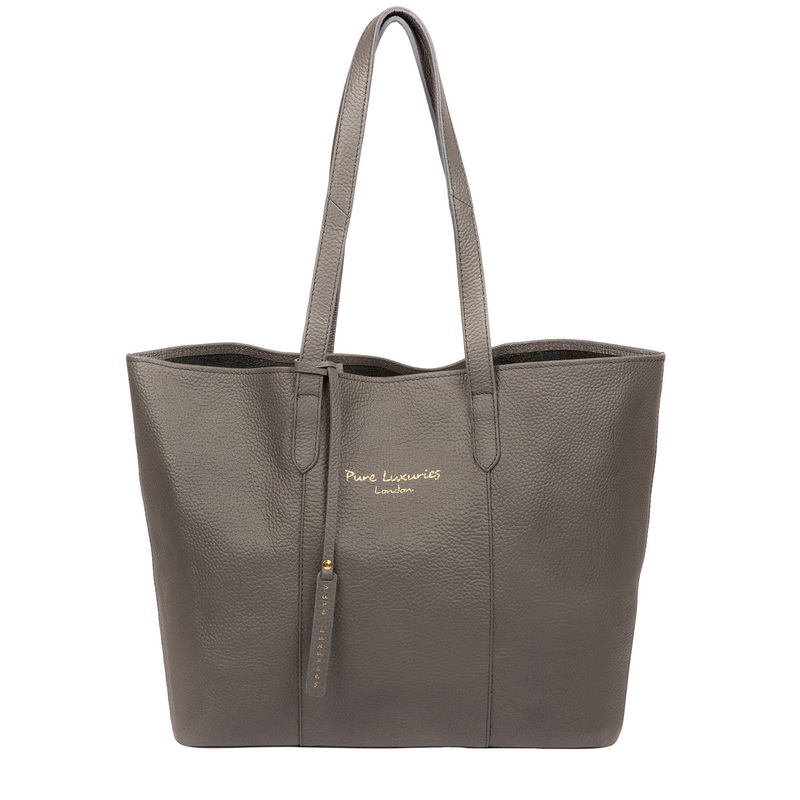 'Hedda' Grey Leather Tote Bag
