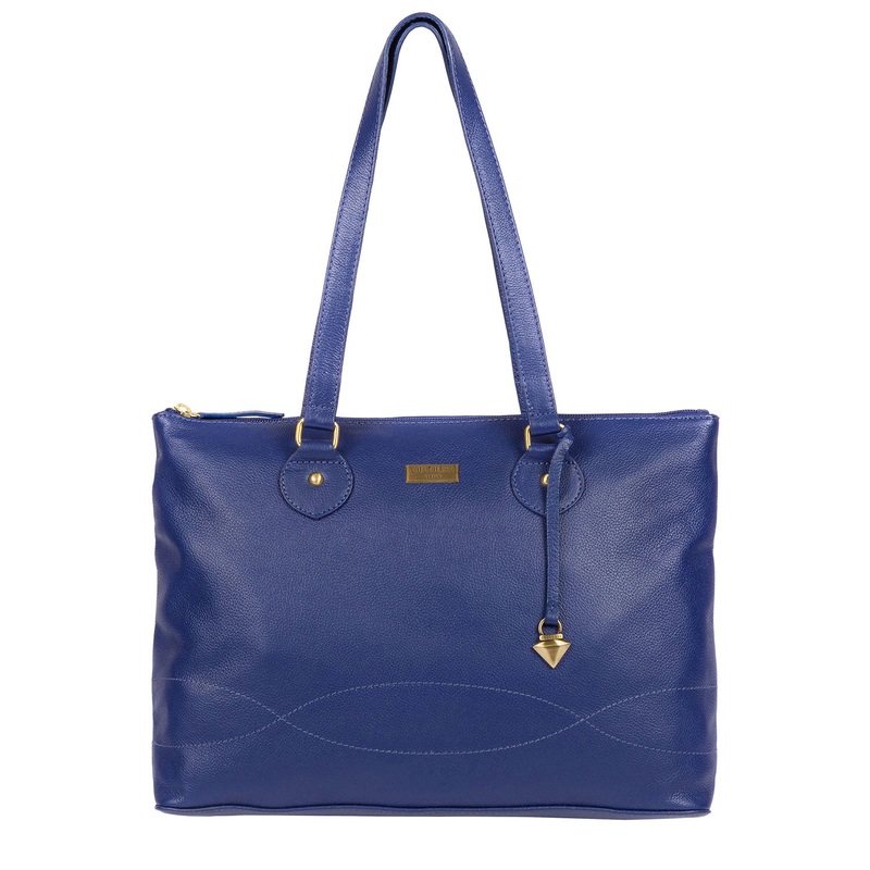 'Idelle' Mazarine Blue Leather Tote Bag