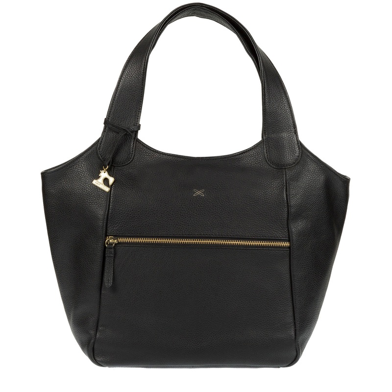 'Imani' Black Leather Tote Bag