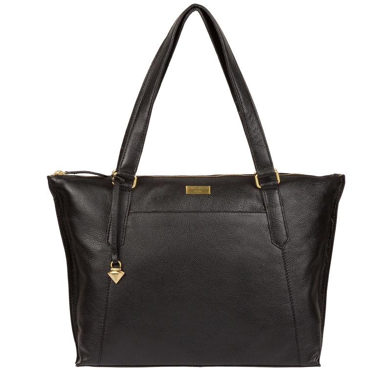 'Isabella' Black Leather Tote Bag