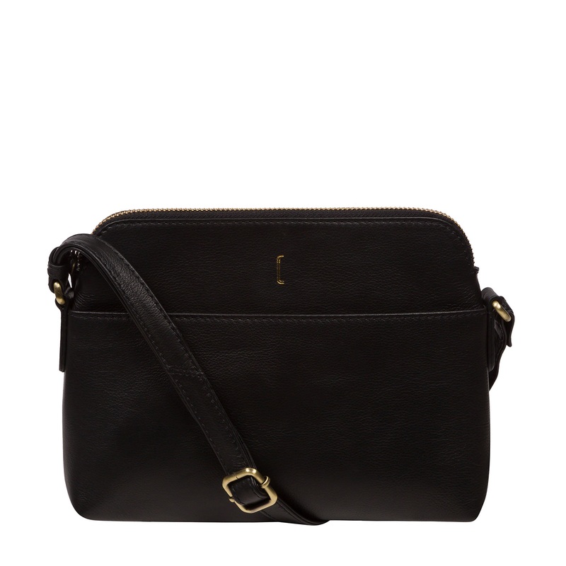 'Janelle' Black Leather Cross Body Bag