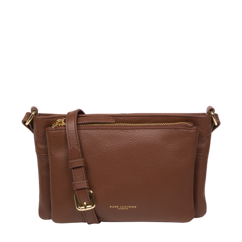 'Jess' Dark Tan Nappa Leather Cross Body Bag