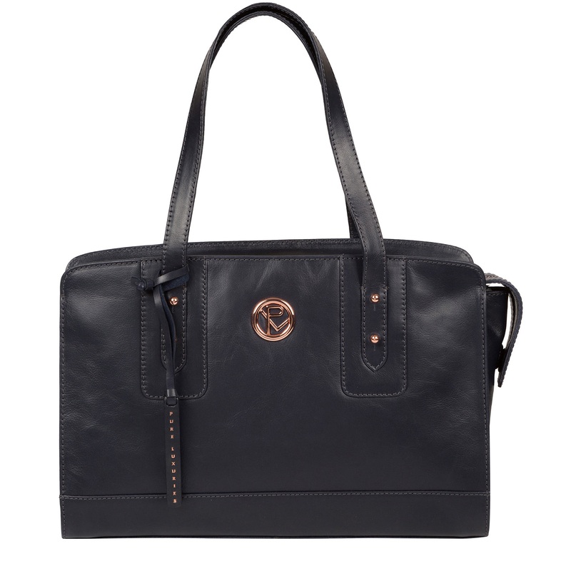 'Klee' Navy Leather Handbag