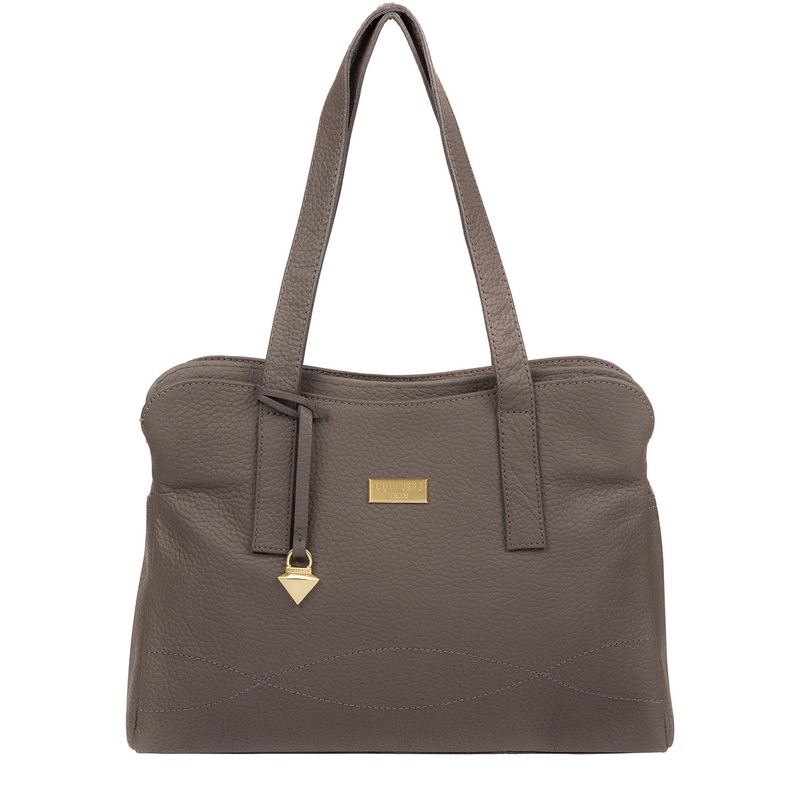 'Liana' Grey Leather Handbag