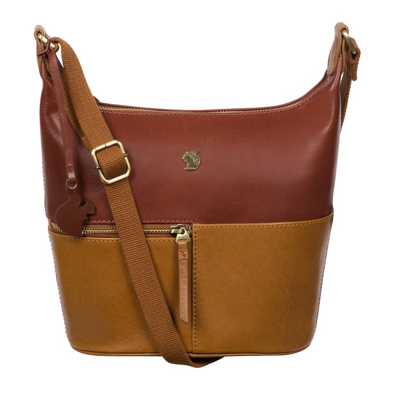'Little Kristin' Dark Tan & Conker Brown Leather Shoulder Bag