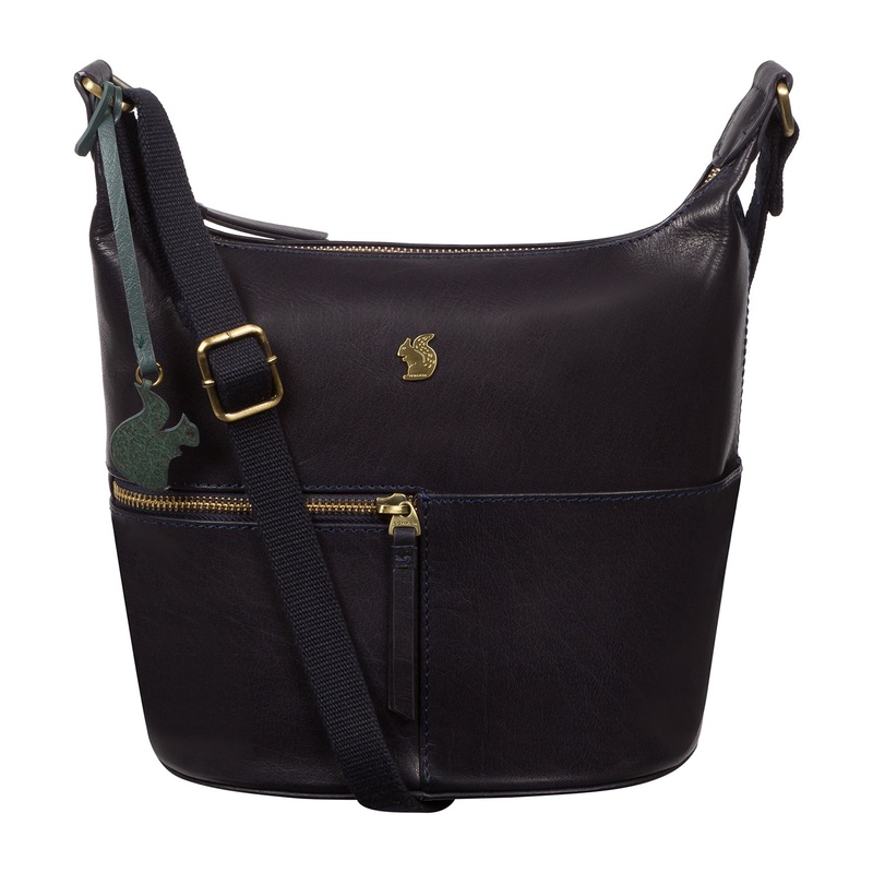 'Little Kristin' Navy Leather Shoulder Bag