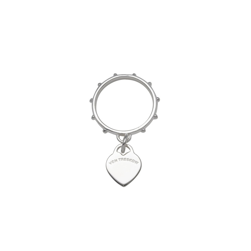 Von Treskow Ss Antique Ring w/ Mini VT Flat Heart