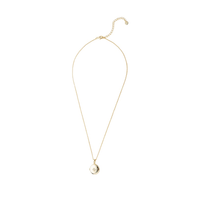 Elly Lou Lana Round Locket Necklace - Light Gold