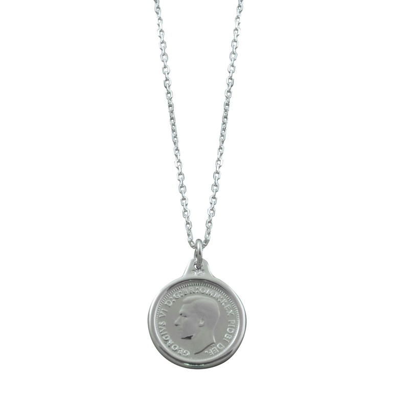 Von Treskow Adjustable Link Chain Necklace w/ Threepence Coin