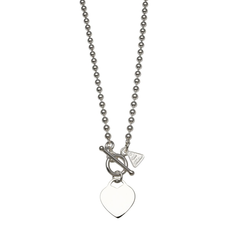 Von Treskow Thick Ball Chain Necklace w/ Toggle & Large Flat Heart