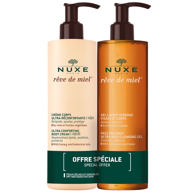 NUXE Duo Face and Body Cleansing Gel + Body Comforting Cream 48H Rve de Miel