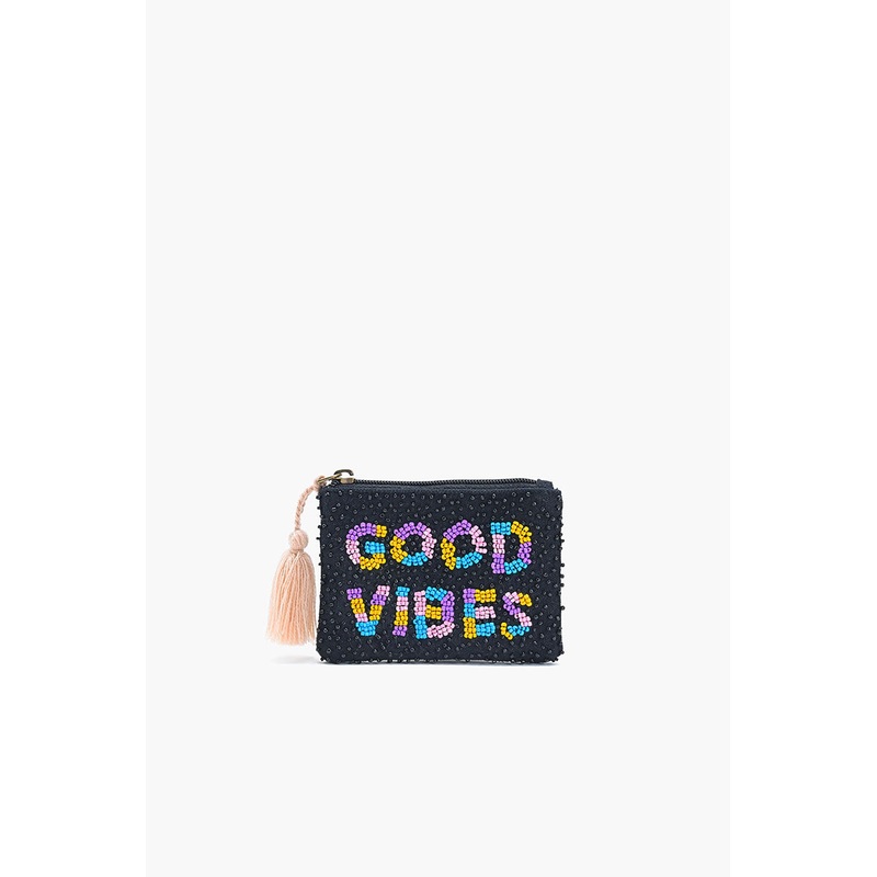 Vibrant Good Vibes Beaded Pouch