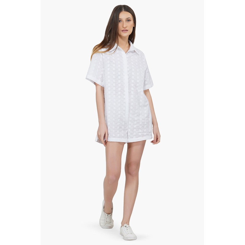 Bright White Cotton Romper