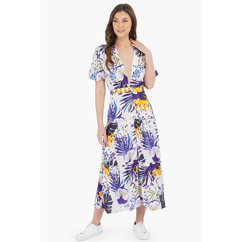 Tropical Twilight Midi Dress
