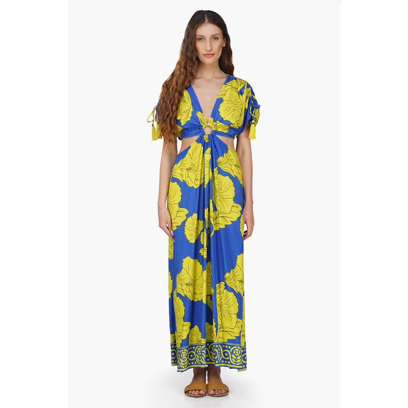 Yellow Daze Printed Ring Maxi Dress