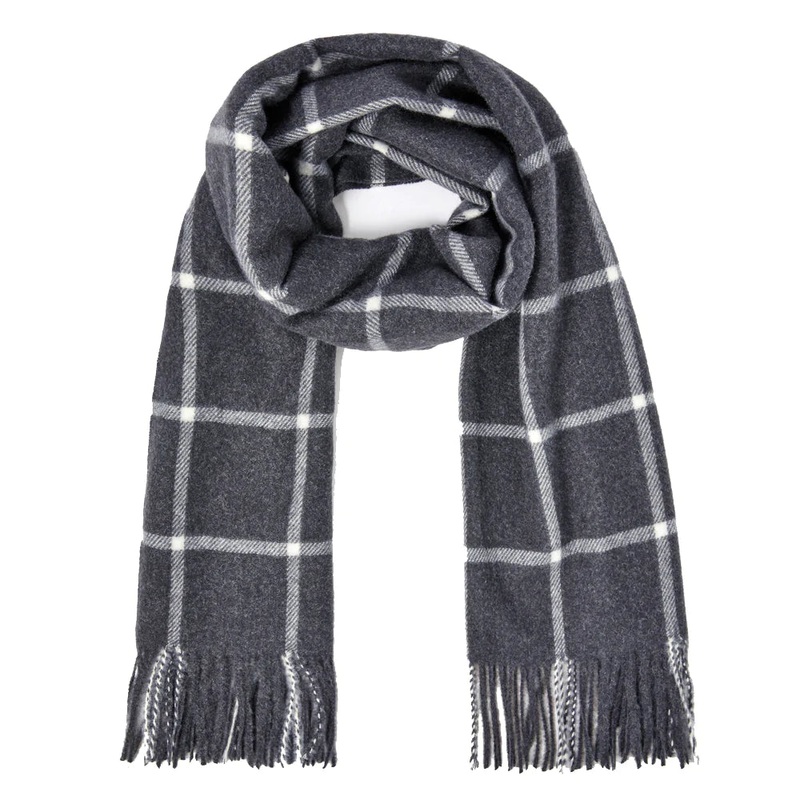 Accessorize London Women's Grey Carter Window Pane Check Blanket