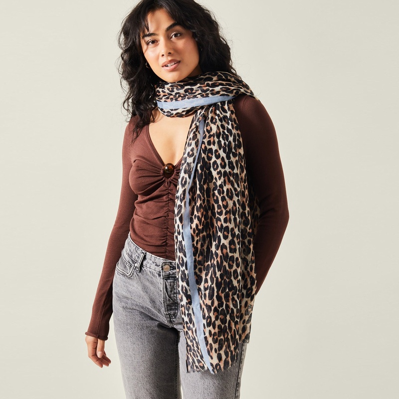 Multi Lightweight Leopard Print Scarf