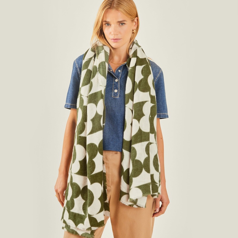 Retro Flower Print Blanket Scarf