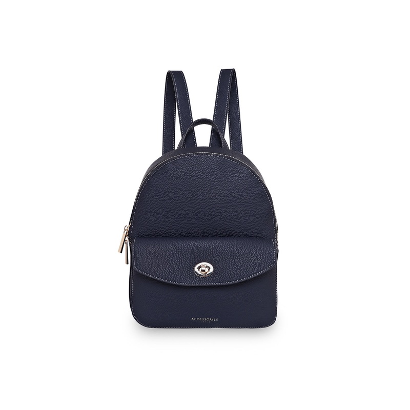 Accessorize London Women's Faux Leather Navy Ricki small backpack