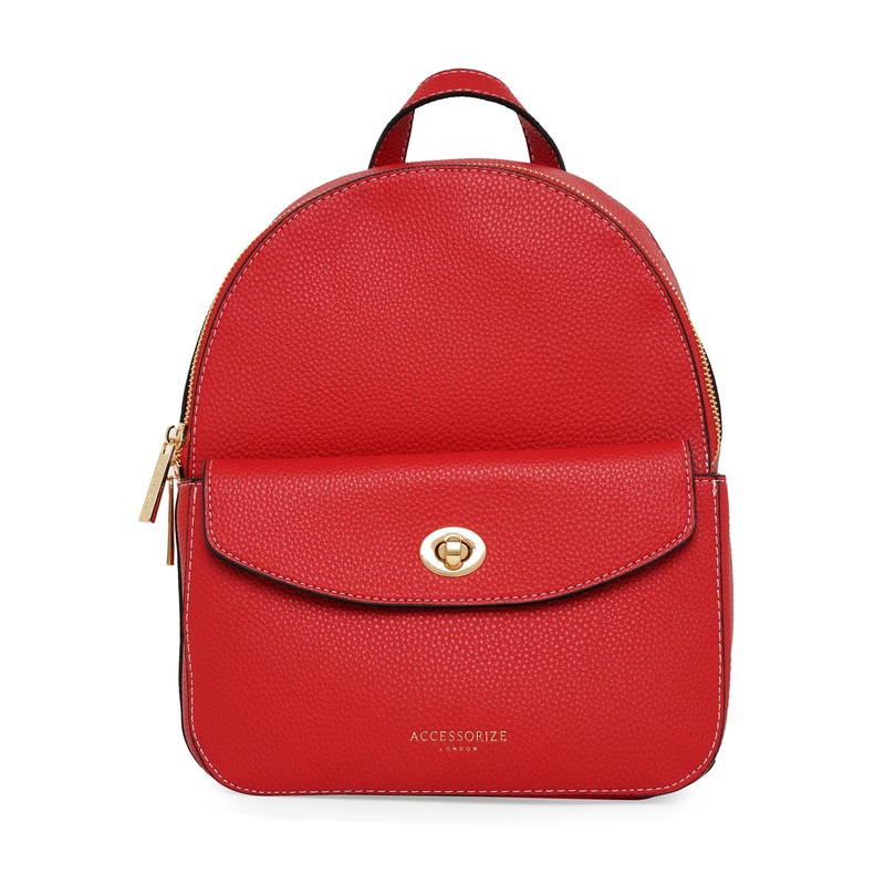 Accessorize London Women'S Faux Leather Red Ricki Backpack