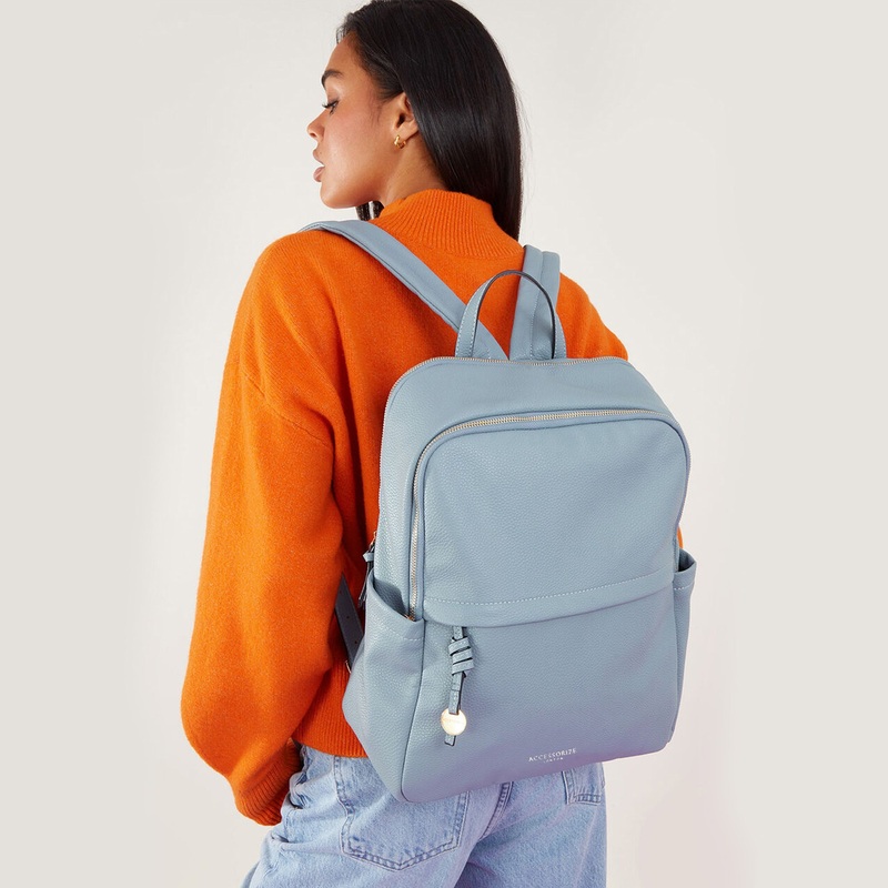Accessorize London Women's Zip Around Backpack-Light Blue