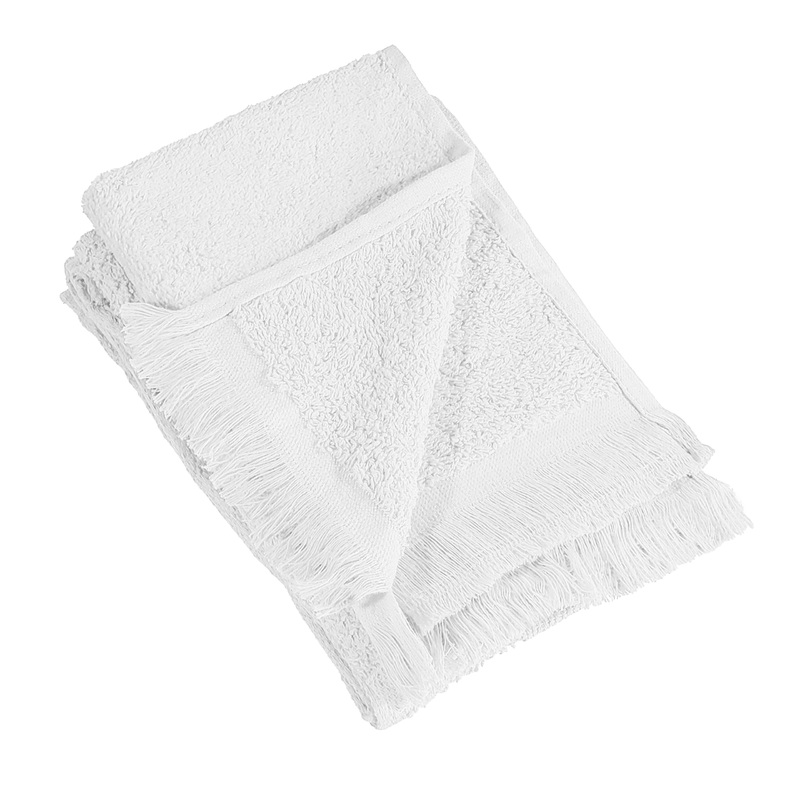 Value 11 in x 18 in Velour Fringed Fingertip Towels by the Dozen - White