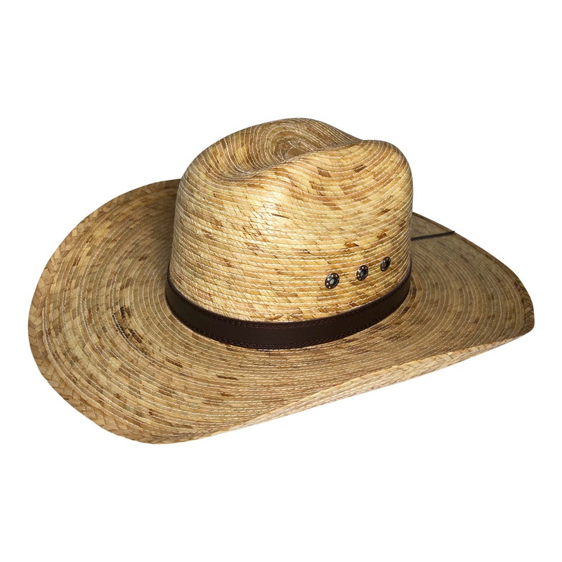 Wide Brim Cowboy Hat Handmade from 100% Coconut Palm Leaves - Dark Brown