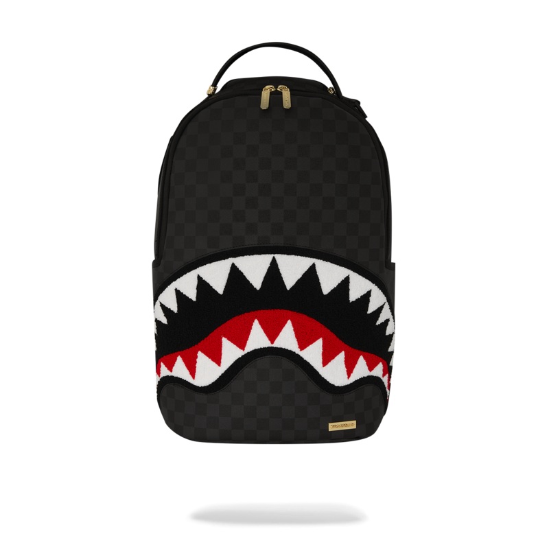 LIGHTS OUT SHARKS IN PARIS CHENILLE SHARK BACKPACK