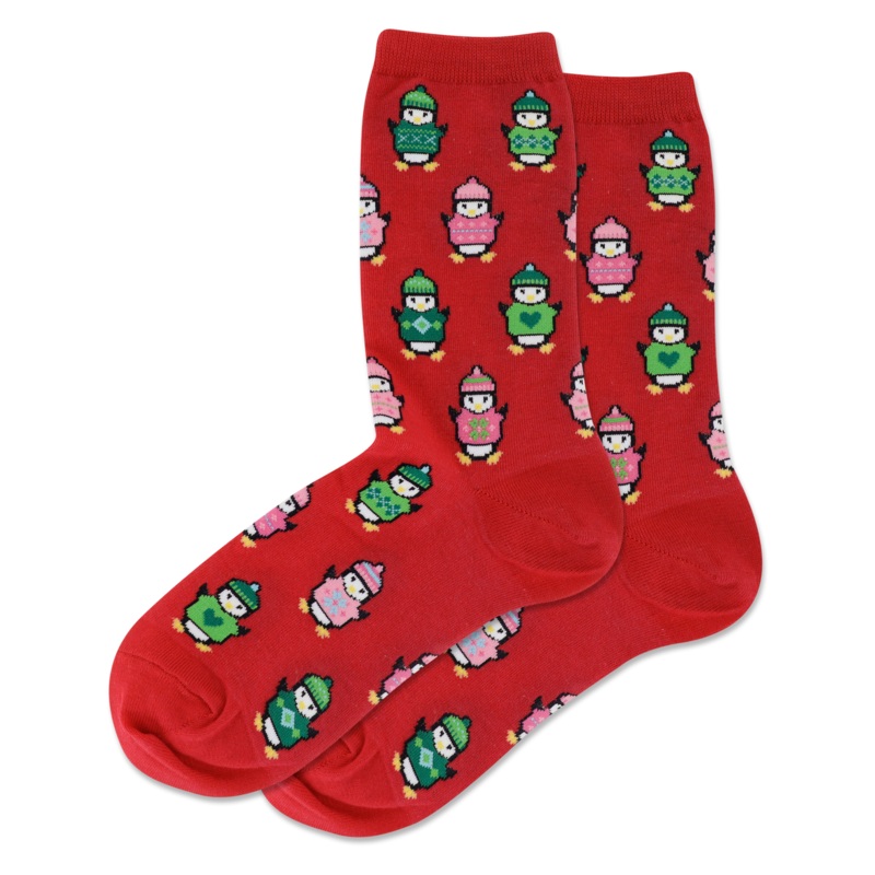 WOMEN'S COZY PENGUINS CREW SOCKS
